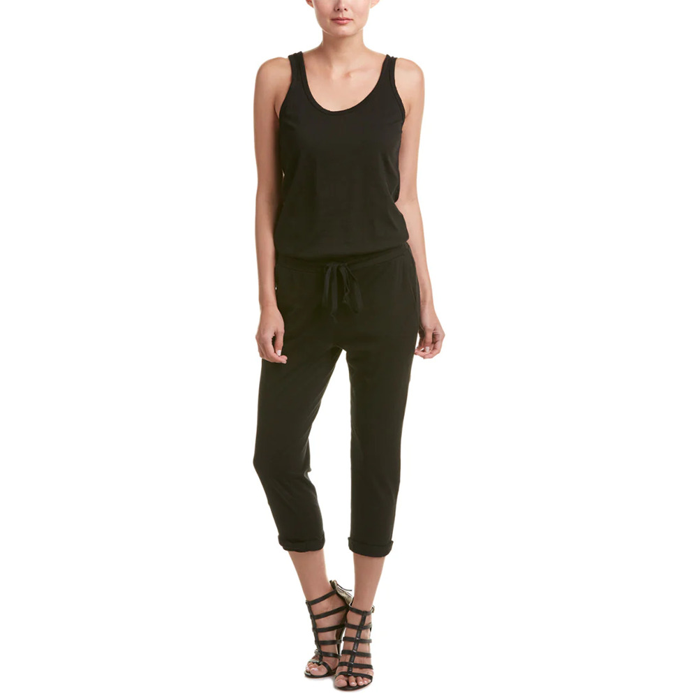 Michael Stars Black Theo Tank Cropped Drawstring Jumpsuit M NEW